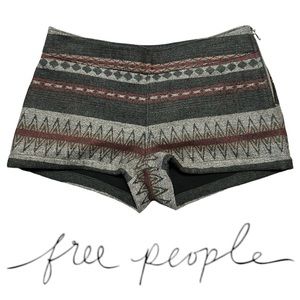 FREE PEOPLE Burgundy Grey Aztec Print Shorts